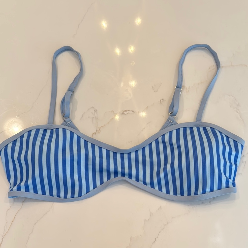 Dippin' Daisy's Blue and Light Blue Stripe Bikini Top